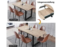 Mesa de jantar extensível - 140/180 x 80 x 75 cm - estilo industrial - MDF - natural + preto