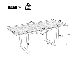 Mesa de jantar extensível - 140/180 x 80 x 75 cm - estilo industrial - MDF - natural + preto