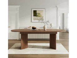 Mesa de jantar extensível 160-200×90×75 cm - para 6-8 pessoas - cantos arredondados - tampo espesso - MDF - marrom