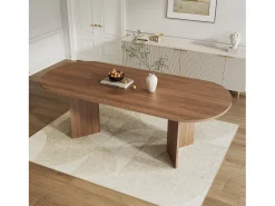 Mesa de jantar extensível 160-200×90×75 cm - para 6-8 pessoas - cantos arredondados - tampo espesso - MDF - marrom