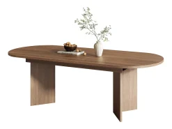 Mesa de jantar extensível 160-200×90×75 cm - para 6-8 pessoas - cantos arredondados - tampo espesso - MDF - marrom