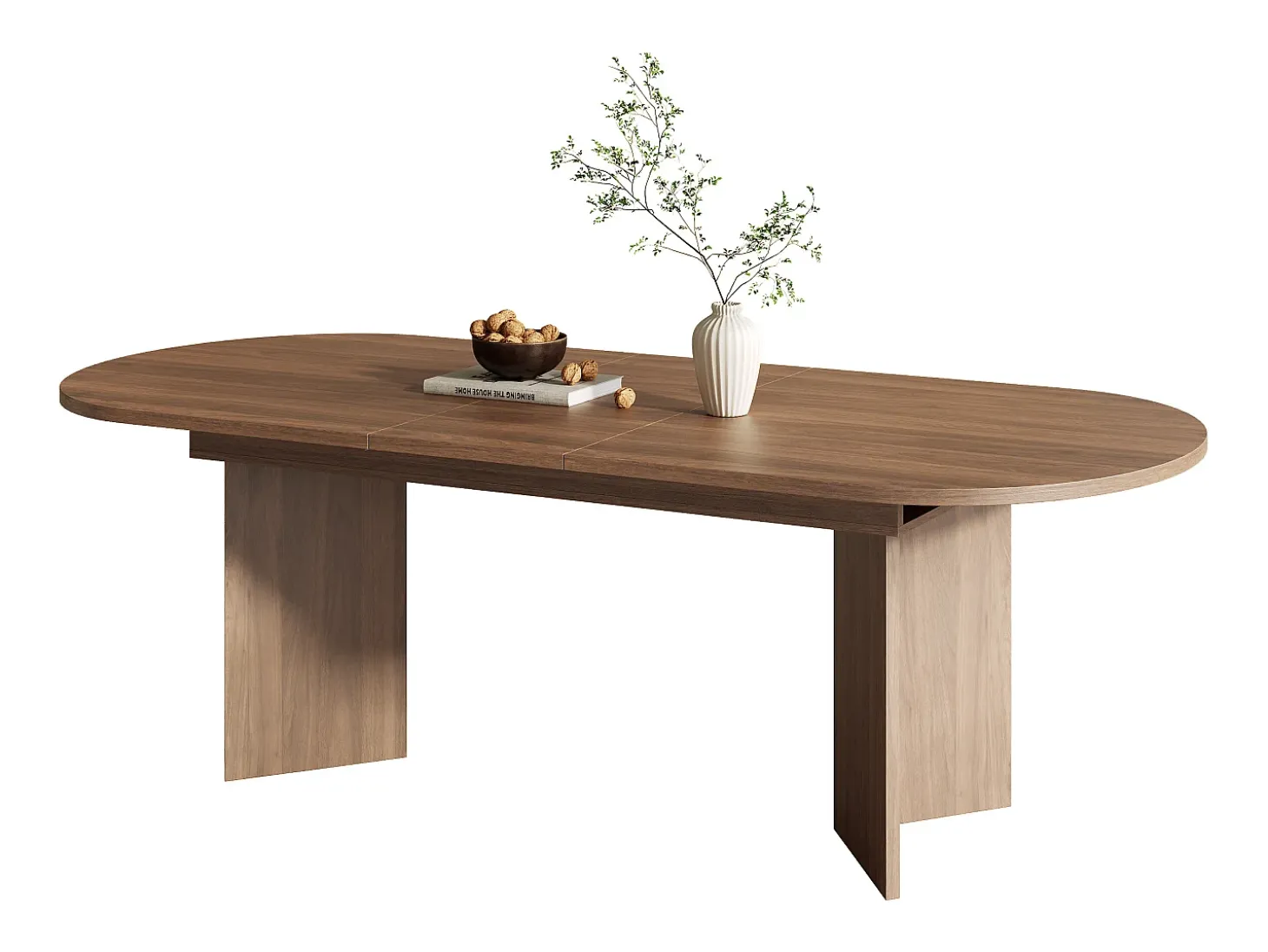 Mesa de jantar extensível 160-200×90×75 cm - para 6-8 pessoas - cantos arredondados - tampo espesso - MDF - marrom