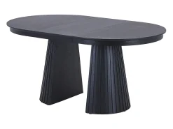 Mesa de jantar extensível 4 a 10 pessoas folheado de freixo - Preto - LATSURY