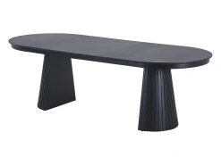 Mesa de jantar extensível 4 a 10 pessoas folheado de freixo - Preto - LATSURY