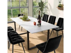 Mesa de jantar extensível multifuncional - estilo industrial - Branco