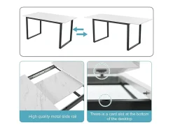 Mesa de jantar extensível multifuncional - estilo industrial - Branco