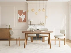 Mesa de jantar extensível para 4 a 8 pessoas com folheado de carvalho - Natural - MARIZEL