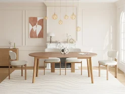 Mesa de jantar extensível para 4 a 8 pessoas com folheado de carvalho - Natural - MARIZEL