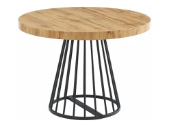 Mesa de jantar extensível 2 a 12 lugares em MDF e aço natural e preto - FIRELA