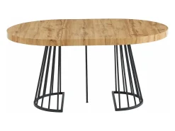 Mesa de jantar extensível 2 a 12 lugares em MDF e aço natural e preto - FIRELA