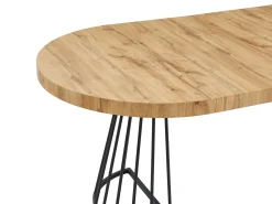 Mesa de jantar extensível 2 a 12 lugares em MDF e aço natural e preto - FIRELA