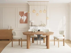 Mesa de jantar extensível para 4 a 8 pessoas em folheado de carvalho - Natural - ELITARO