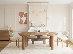 Mesa de jantar extensível para 4 a 8 pessoas em folheado de carvalho - Natural - ELITARO