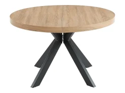 Mesa de jantar extensível 4 a 8 lugares em MDF e aço natural e preto - KOMONI