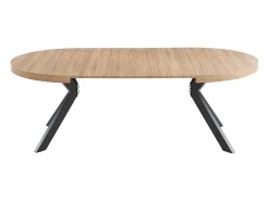 Mesa de jantar extensível 4 a 8 lugares em MDF e aço natural e preto - KOMONI