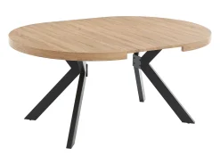 Mesa de jantar extensível 4 a 8 lugares em MDF e aço natural e preto - KOMONI