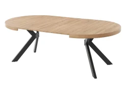 Mesa de jantar extensível 4 a 8 lugares em MDF e aço natural e preto - KOMONI