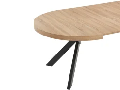 Mesa de jantar extensível 4 a 8 lugares em MDF e aço natural e preto - KOMONI