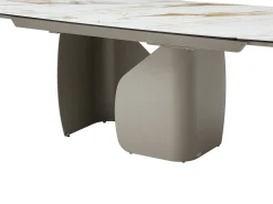 Mesa de jantar extensível para 6 a 10 pessoas em cerâmica, vidro temperado e metal taupe - Efeito mármore branco - CAMUVO da Maison Céphy