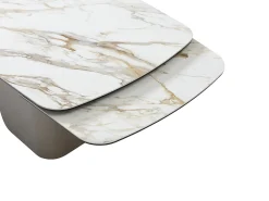 Mesa de jantar extensível para 6 a 10 pessoas em cerâmica, vidro temperado e metal taupe - Efeito mármore branco - CAMUVO da Maison Céphy