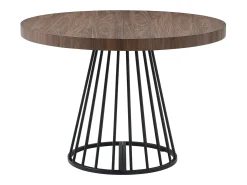 Mesa de jantar extensível para 2 a 12 pessoas em MDF e aço - Castanho escuro natural e preto - FIRELA