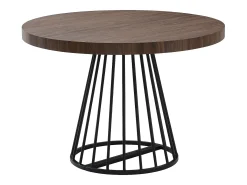 Mesa de jantar extensível para 2 a 12 pessoas em MDF e aço - Castanho escuro natural e preto - FIRELA