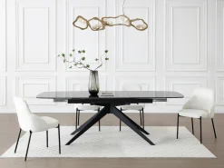 Mesa de jantar extensível vidro temperado com bolhas e metal preto LEGRIO de Maison Céphy