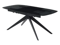 Mesa de jantar extensível vidro temperado com bolhas e metal preto LEGRIO de Maison Céphy