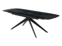 Mesa de jantar extensível vidro temperado com bolhas e metal preto LEGRIO de Maison Céphy
