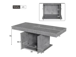 Mesa de jantar extensível - 4 a 8 pessoas - com espaço de armazenamento - painéis de partículas cinza - 140/180x80x76cm