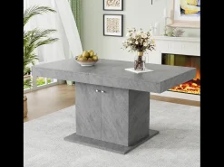 Mesa de jantar extensível - 4 a 8 pessoas - com espaço de armazenamento - painéis de partículas cinza - 140/180x80x76cm