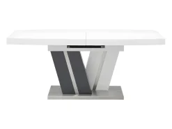 Mesa de jantar extensível - 6 a 8 lugares - MDF lacado cinzento e branco. NOAMI