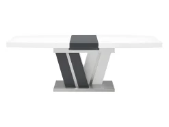 Mesa de jantar extensível - 6 a 8 lugares - MDF lacado cinzento e branco. NOAMI