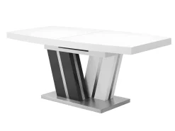 Mesa de jantar extensível - 6 a 8 lugares - MDF lacado cinzento e branco. NOAMI