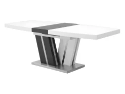 Mesa de jantar extensível - 6 a 8 lugares - MDF lacado cinzento e branco. NOAMI