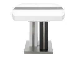 Mesa de jantar extensível - 6 a 8 lugares - MDF lacado cinzento e branco. NOAMI