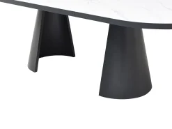 Mesa de jantar extensível para 6 a 10 pessoas em MDF - Efeito mármore branco e preto - KORIZEA