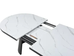 Mesa de jantar extensível para 6 a 10 pessoas em MDF - Efeito mármore branco e preto - KORIZEA