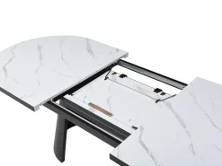 Mesa de jantar extensível para 6 a 10 pessoas em MDF - Efeito mármore branco e preto - KORIZEA
