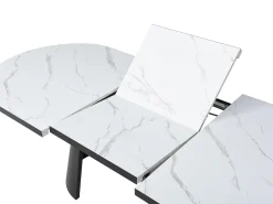 Mesa de jantar extensível para 6 a 10 pessoas em MDF - Efeito mármore branco e preto - KORIZEA