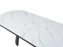 Mesa de jantar extensível para 6 a 10 pessoas em MDF - Efeito mármore branco e preto - KORIZEA