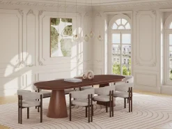 Mesa de jantar extensível para 4 a 10 pessoas com folheado de freixo - Natural escuro - PRISLA