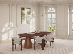Mesa de jantar extensível para 4 a 10 pessoas com folheado de freixo - Natural escuro - PRISLA