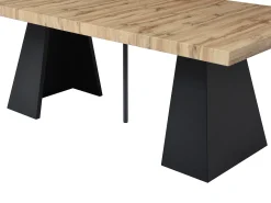 Mesa de jantar extensível 4 a 10 lugares MDF e metal cor natural e preto EMELIA