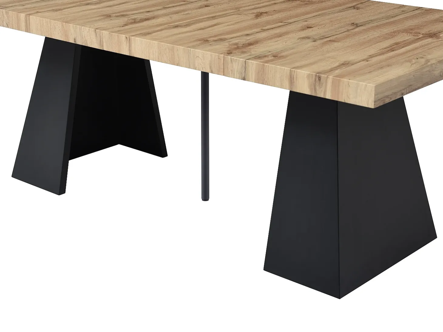 Mesa de jantar extensível 4 a 10 lugares MDF e metal cor natural e preto EMELIA