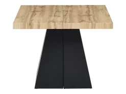 Mesa de jantar extensível 4 a 10 lugares MDF e metal cor natural e preto EMELIA