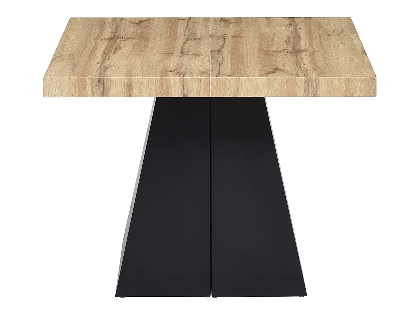Mesa de jantar extensível 4 a 10 lugares MDF e metal cor natural e preto EMELIA