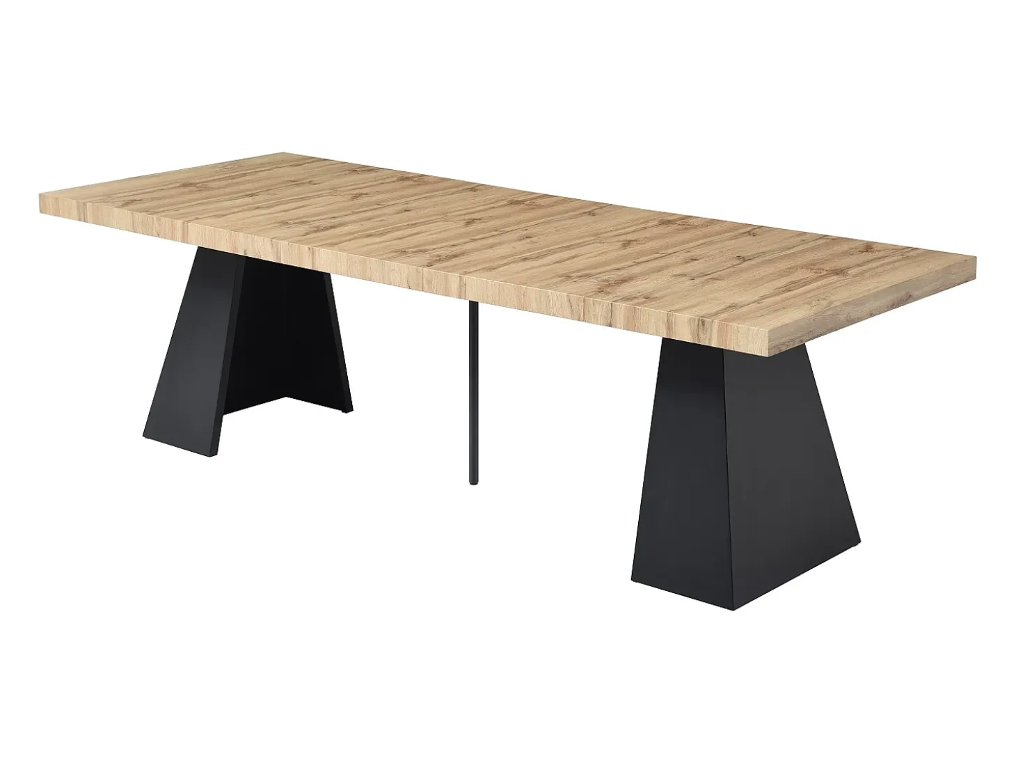 Mesa de jantar extensível 4 a 10 lugares MDF e metal cor natural e preto EMELIA