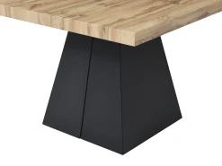 Mesa de jantar extensível 4 a 10 lugares MDF e metal cor natural e preto EMELIA