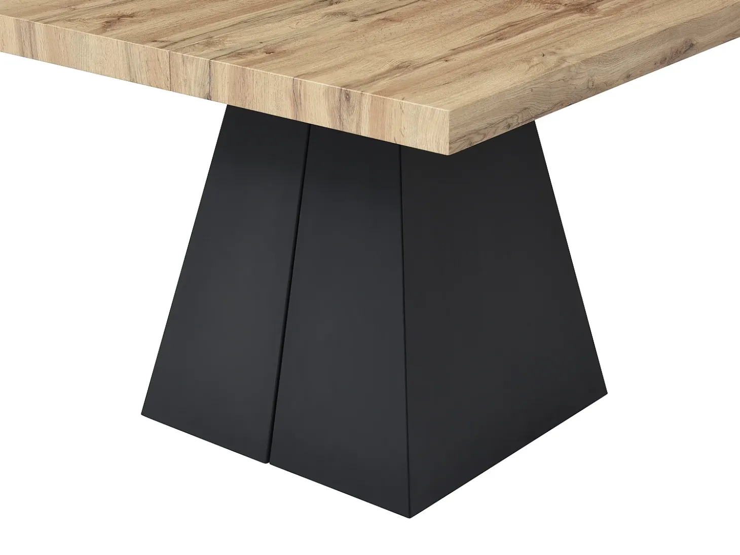 Mesa de jantar extensível 4 a 10 lugares MDF e metal cor natural e preto EMELIA